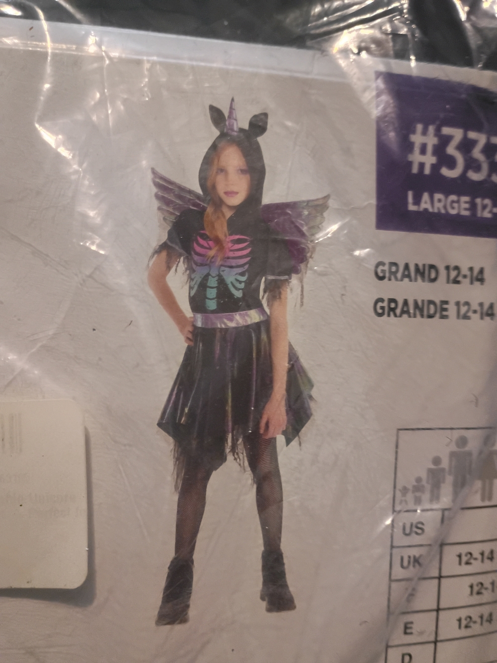 Girls' Black Purple Unicorn Skeleton Costume - Kids Costume